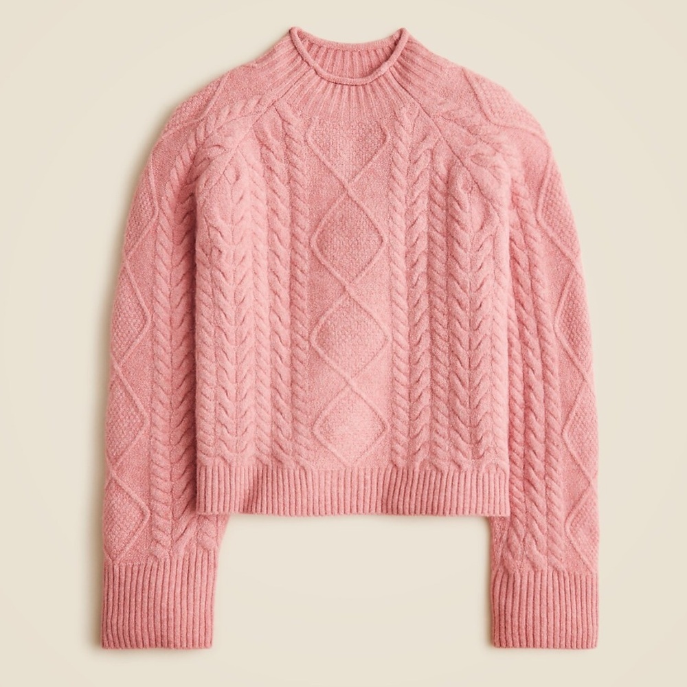 J. Crew rollneck Pink Cable Knit Women's Sweater